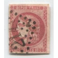FRANCIA 1870 Yv. 49 ESTAMPILLA USADA con pequeño adelgazamiento, RARA 320 €